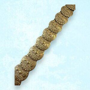 Womens Stretchy Gold Coin Hook Close Belt S  M